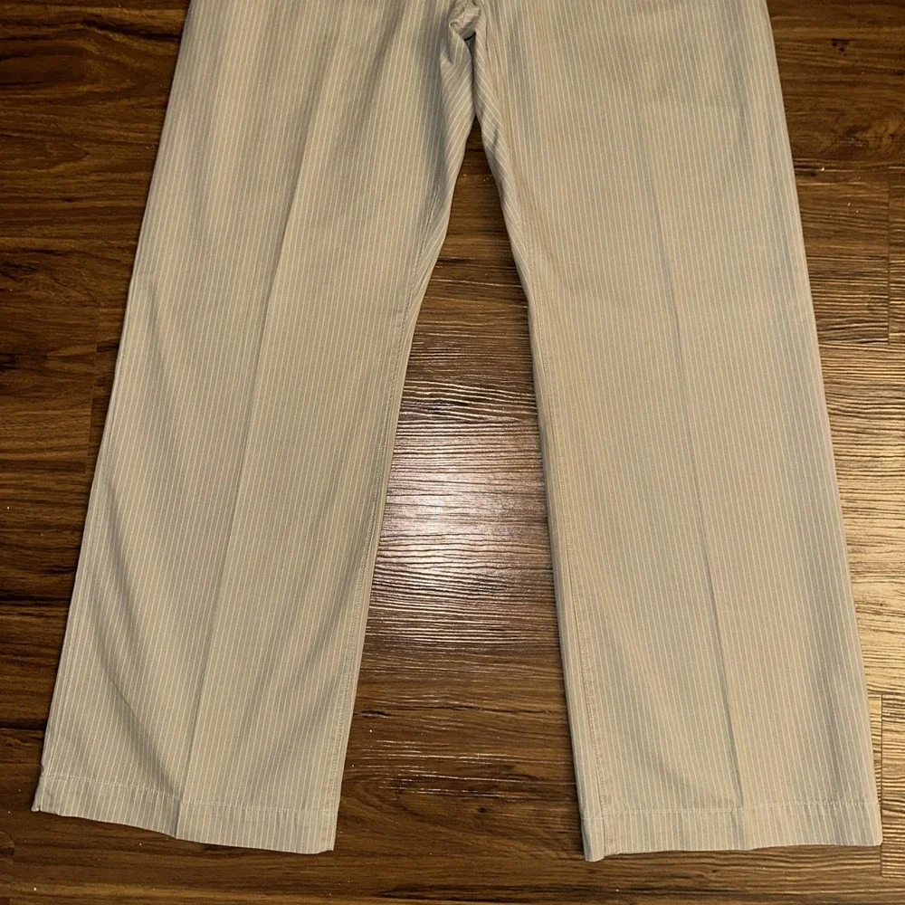 Banana Republic Men's Boot Cut Pinstriped Tan Slacks 100% Cotton 33x30 Y2K